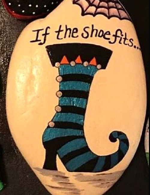 _If the shoe fits_ painted rock ideas for Halloween