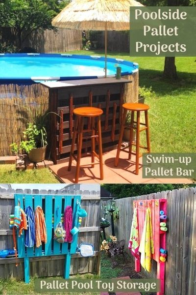 Reused forklift pallet pool bar and pool storage