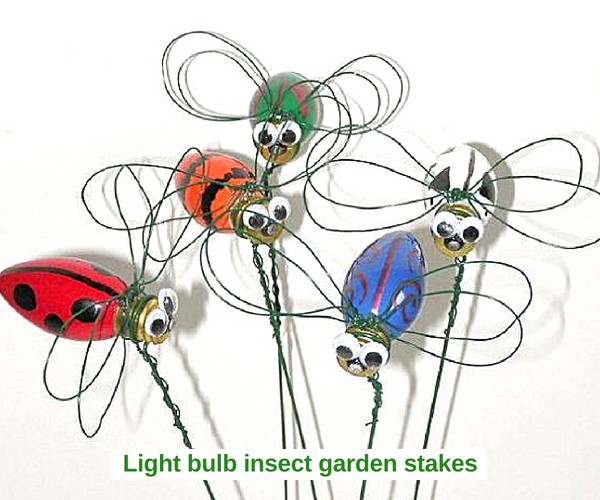 Light bulb insect garden stakes