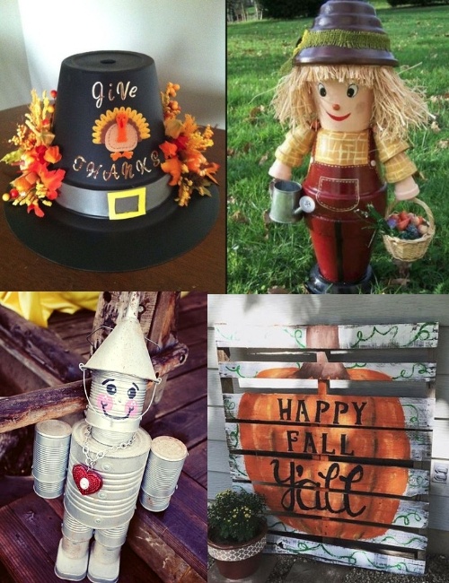 Fall and Thanksgiving outdoor porch and yard decorations