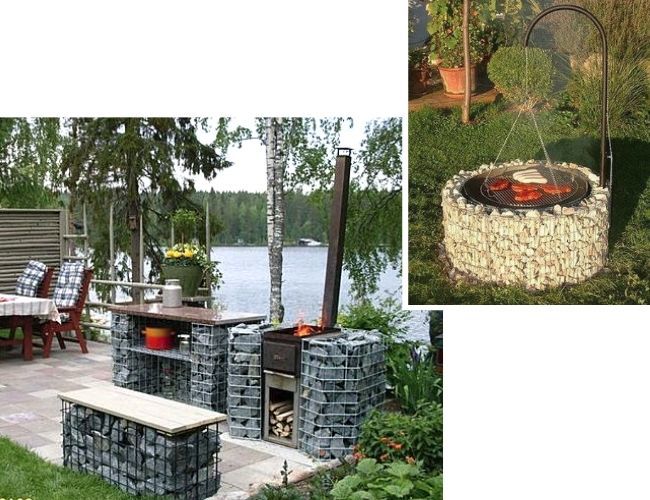 Gabion backyard barbeque