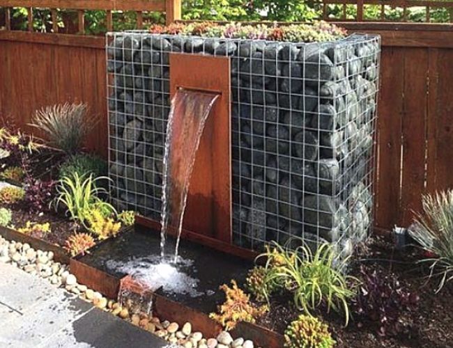 Gabion fountain