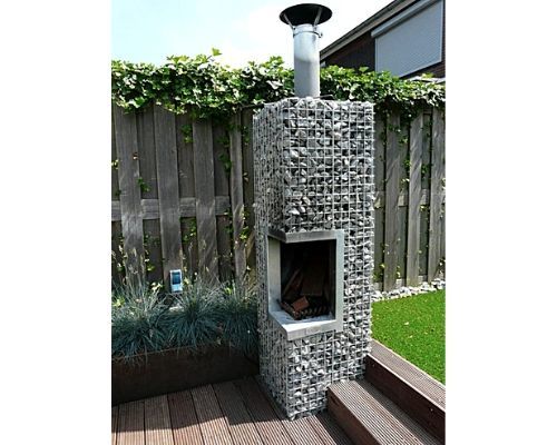 Gabion outdoor fireplace