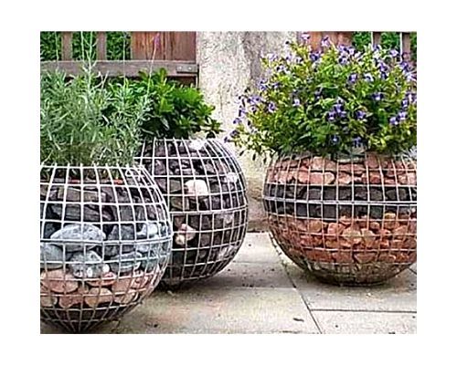 Gabion spherical planters