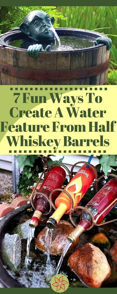 Create A Water Feature From Half Whiskey Barrels