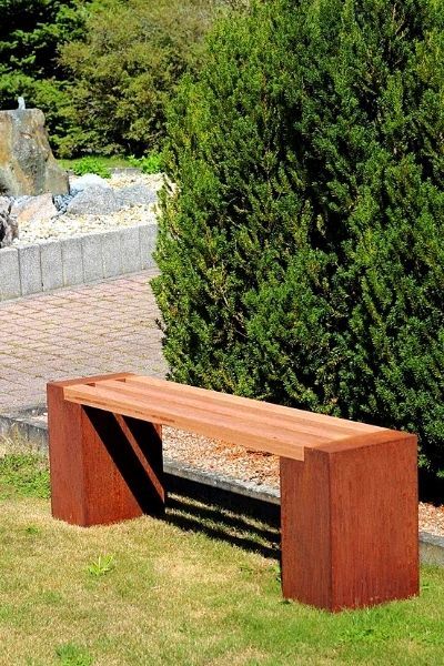 Corten steel garden bench
