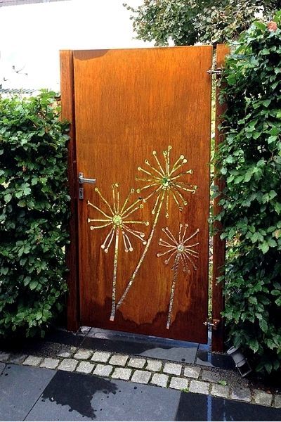 A beautiful corten steel garden gate