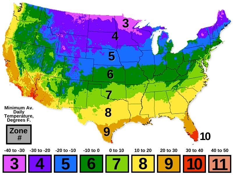 Plant zone hardiness map