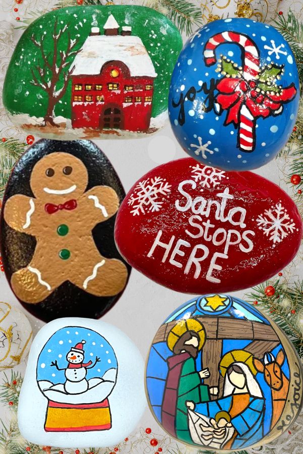 Painted Christmas rocks ideas 1