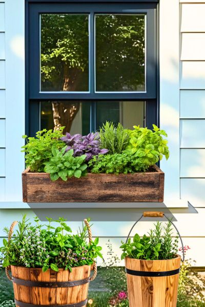 Window box and container herb garden